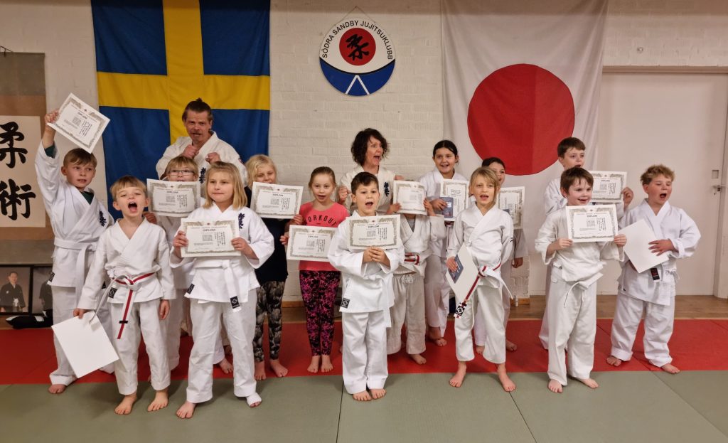 Barn som har graderat i karate.